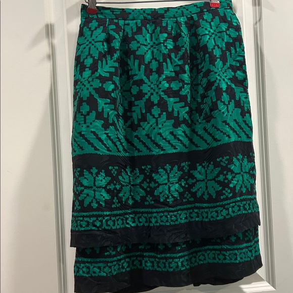 Carlisle 100%Silk Skirt pleated waist/layered/lined print with pockets size 10 - Picture 8 of 10